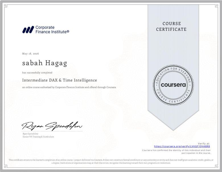 Intermediate DAX and Time Intelligence certificate